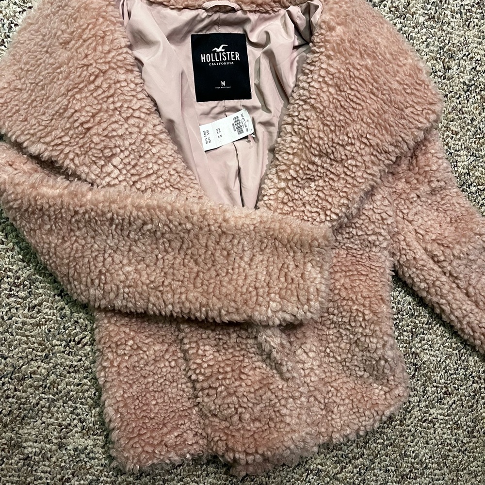 Hollister Women's Pink Faux Fur Jacket